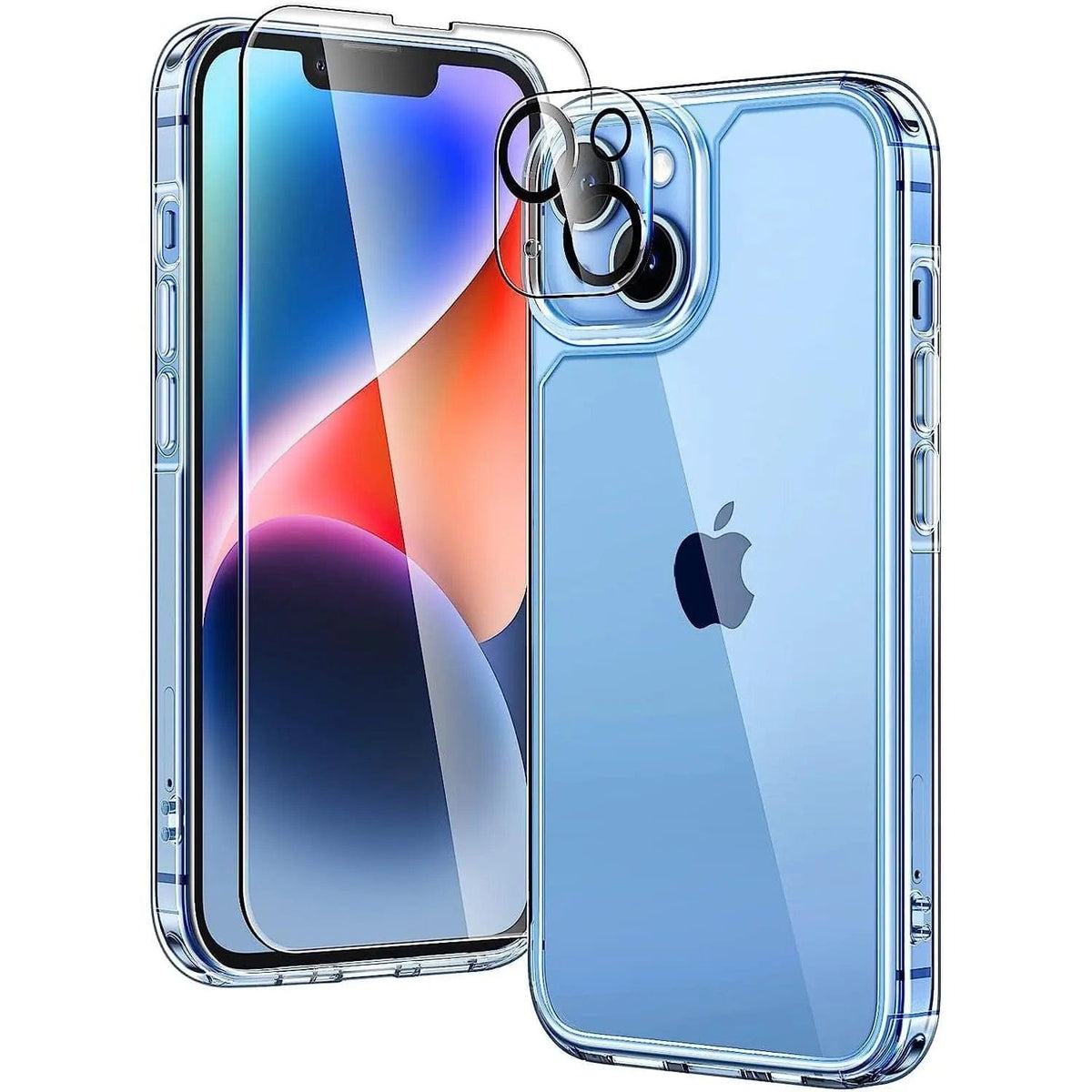 Entronix Bundle Compatible with iPhone 13 - [Hard Back] Clear Case, 1 Clear Screen Protector & 1 Camera Lens Protector - A-1 Thread Vault