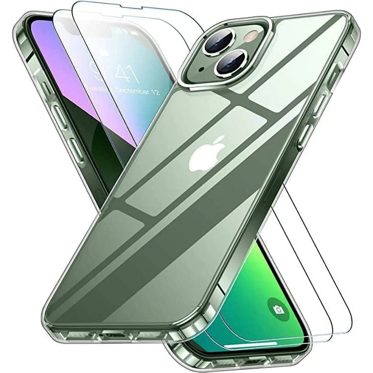 Entronix Bundle Compatible with iPhone 13 Mini - [Hard Back] Clear Case & 2 Clear Screen Protectors - A-1 Thread Vault