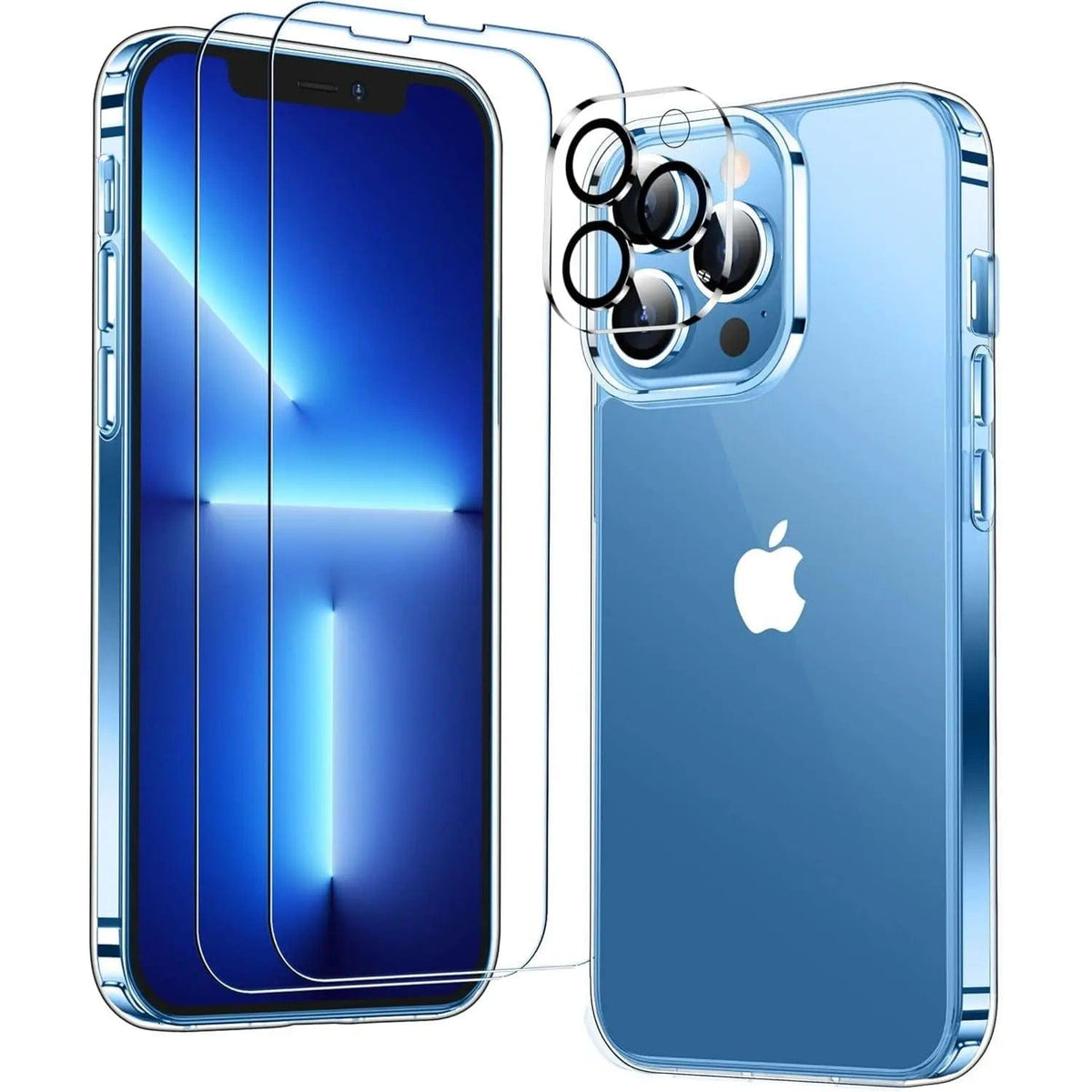 Entronix Bundle Compatible with iPhone 13 Pro Max - [Hard Back] Clear Case, 2 Clear Screen Protector & 1 Camera Lens Protector - A-1 Thread Vault