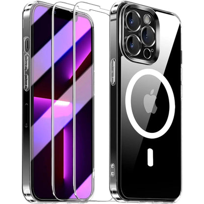 Entronix Bundle Compatible with iPhone 13 Pro Max - [Magnetic] Clear Case & 2 Clear Screen Protectors - A-1 Thread Vault