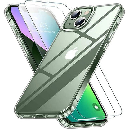 Entronix Bundle Compatible with iPhone 14 - [Hard Back] Clear Case & 2 Clear Screen Protectors - A-1 Thread Vault