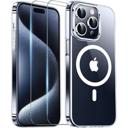Entronix Bundle Compatible with iPhone 14 Pro - [Magnetic] Clear Case & 2 Clear Screen Protectors - A-1 Thread Vault