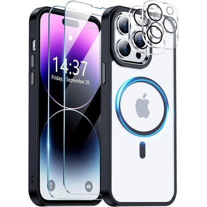 Entronix Bundle Compatible with iPhone 14 Pro Max - [Magnetic] Clear Case, 2 Clear Screen Protectors & 1 Camera Lens Protector - A-1 Thread Vault