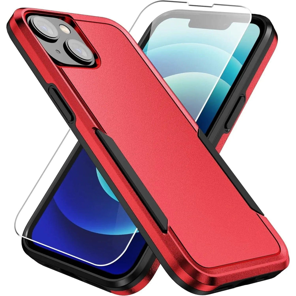 Entronix Bundle Compatible with iPhone 14 - Soft-Touch Dual-Layer Case & 1 Clear Screen Protector - A-1 Thread Vault