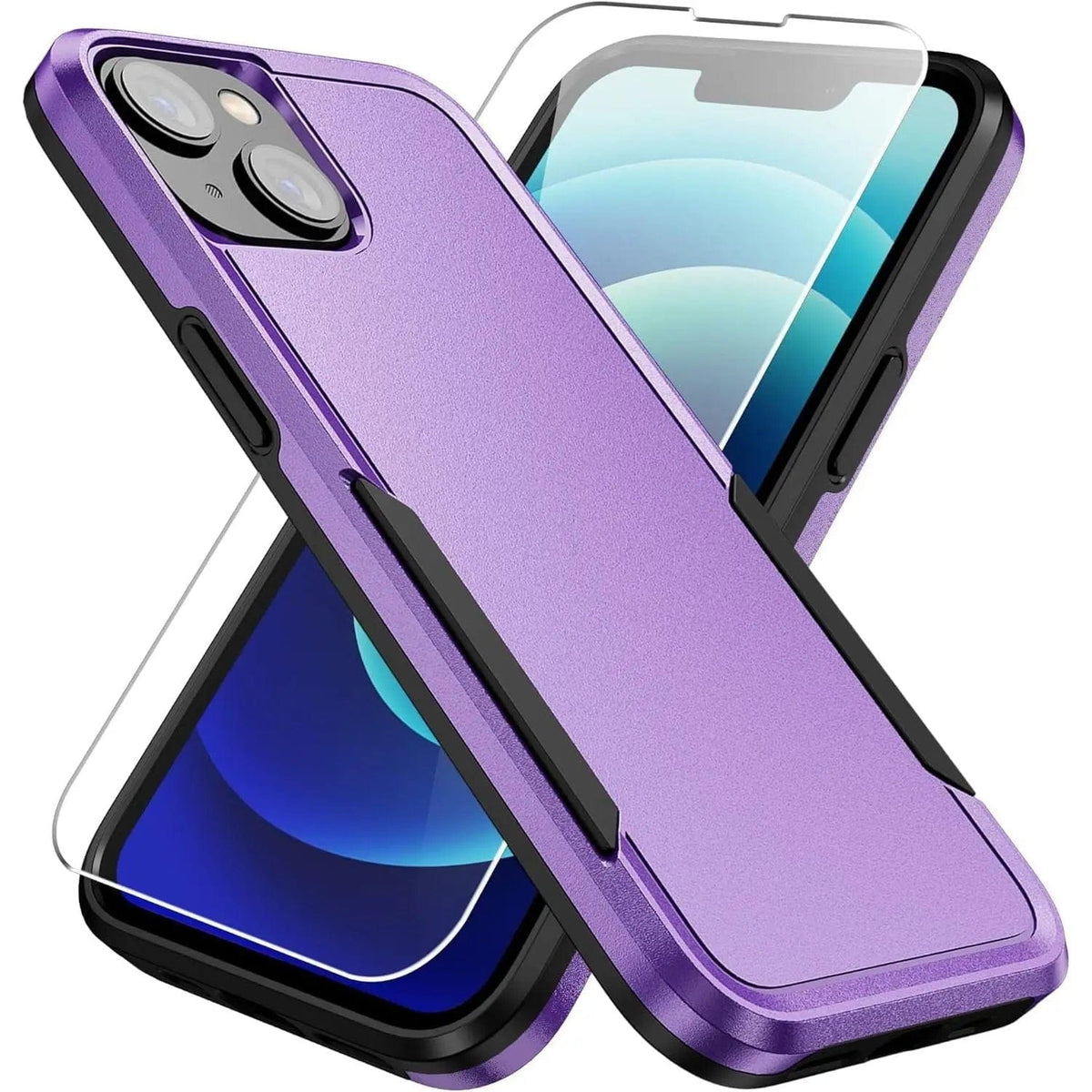 Entronix Bundle Compatible with iPhone 14 - Soft-Touch Dual-Layer Case & 1 Clear Screen Protector - A-1 Thread Vault