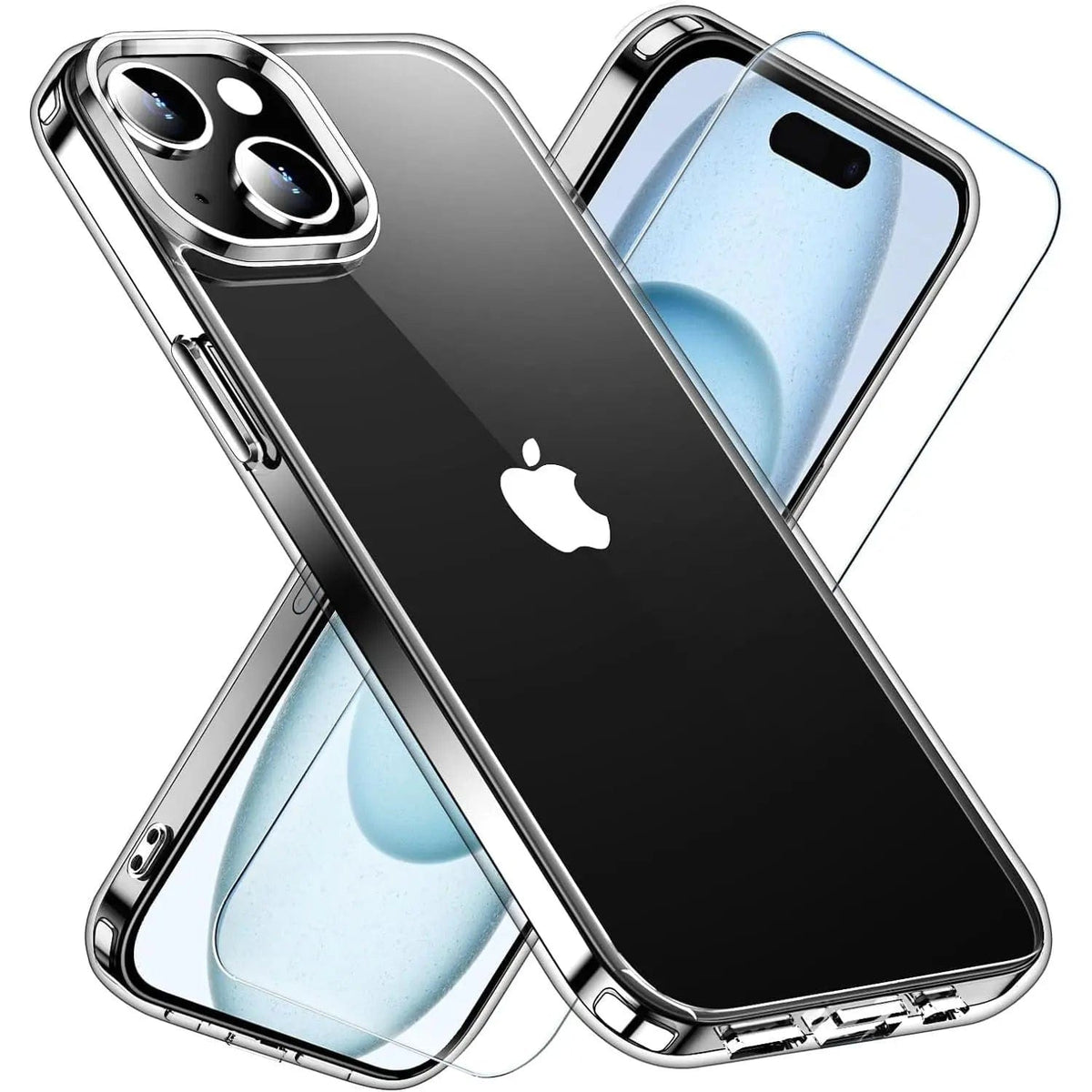 Entronix Bundle Compatible with iPhone 15 - [Hard Back] Clear Case & 1 Clear Screen Protector - A-1 Thread Vault