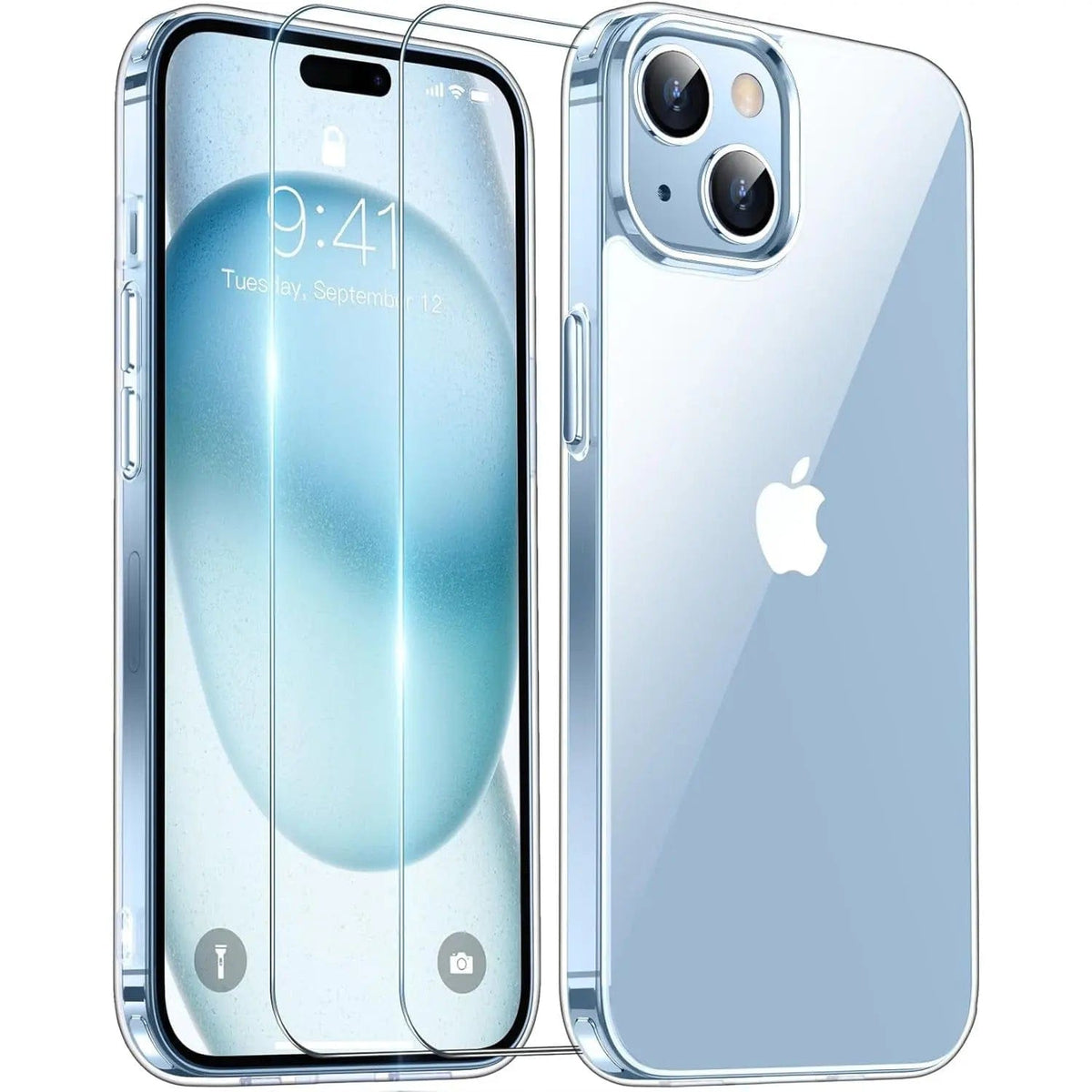 Entronix Bundle Compatible with iPhone 15 - [Hard Back] Clear Case & 2 Clear Screen Protectors - A-1 Thread Vault