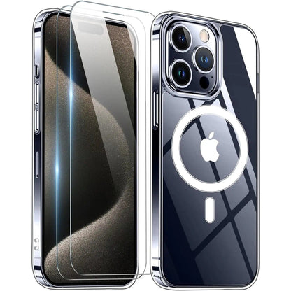 Entronix Bundle Compatible with iPhone 15 - [Magnetic] Clear Case & 2 Clear Screen Protectors - A-1 Thread Vault