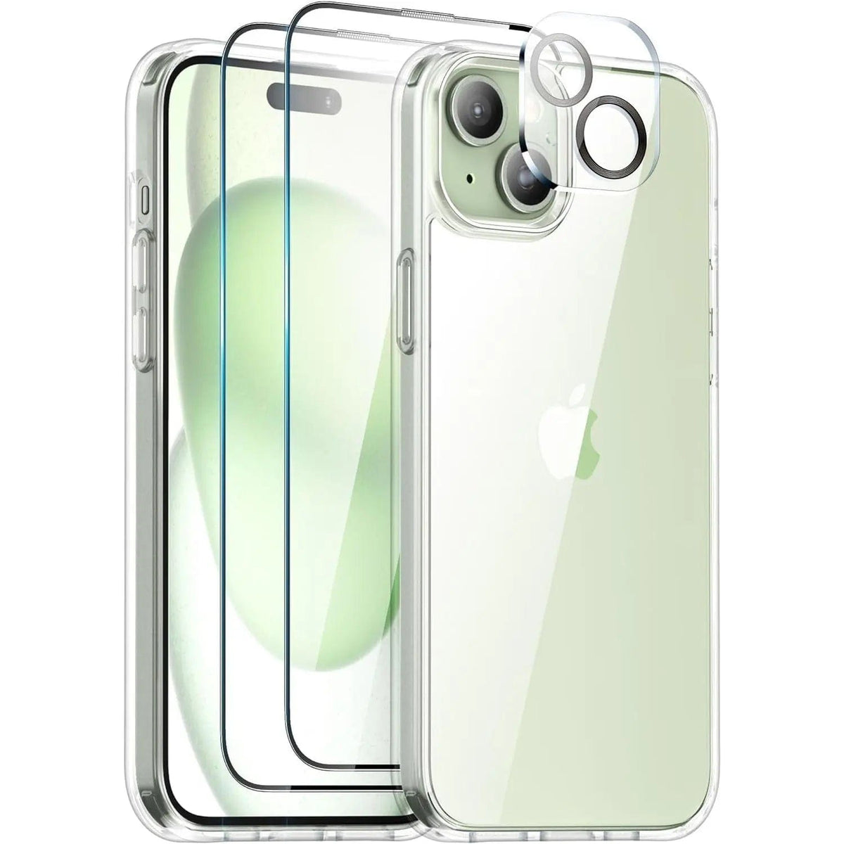 Entronix Bundle Compatible with iPhone 15 Plus - [Hard Back] Clear Case, 2 Clear Screen Protector & 1 Camera Lens Protector - A-1 Thread Vault