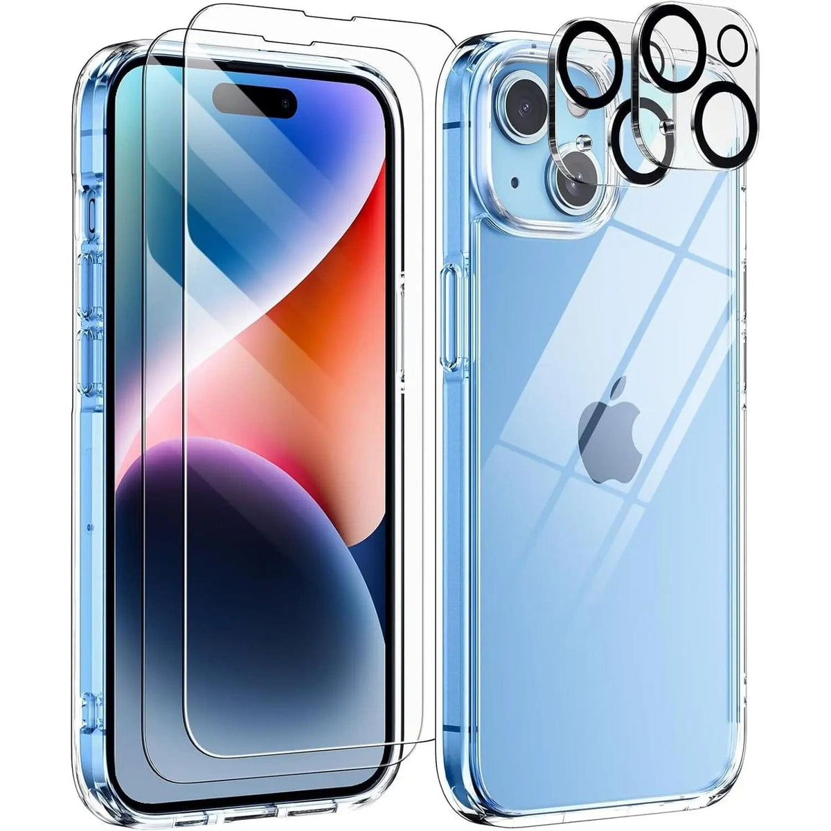 Entronix Bundle Compatible with iPhone 15 Plus - [Hard Back] Clear Case, 2 Clear Screen Protector & 2 Camera Lens Protectors - A-1 Thread Vault
