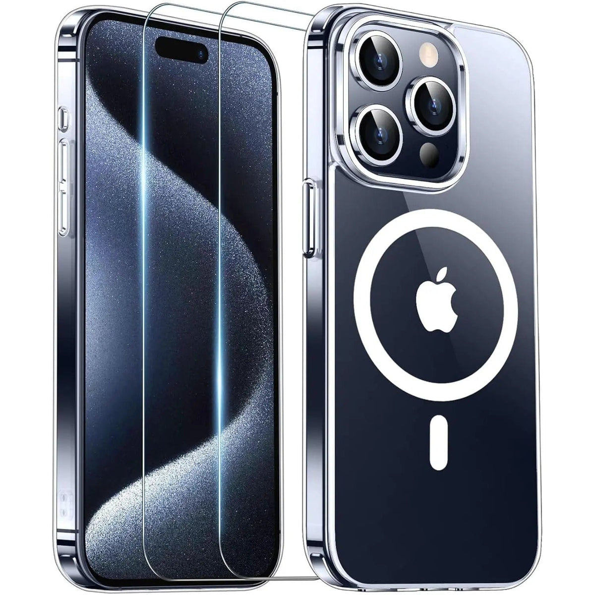 Entronix Bundle Compatible with iPhone 15 Pro - [Magnetic] Clear Case & 2 Clear Screen Protectors - A-1 Thread Vault