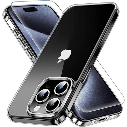 Entronix Bundle Compatible with iPhone 15 Pro Max - [Hard Back] Clear Case & 1 Clear Screen Protector - A-1 Thread Vault