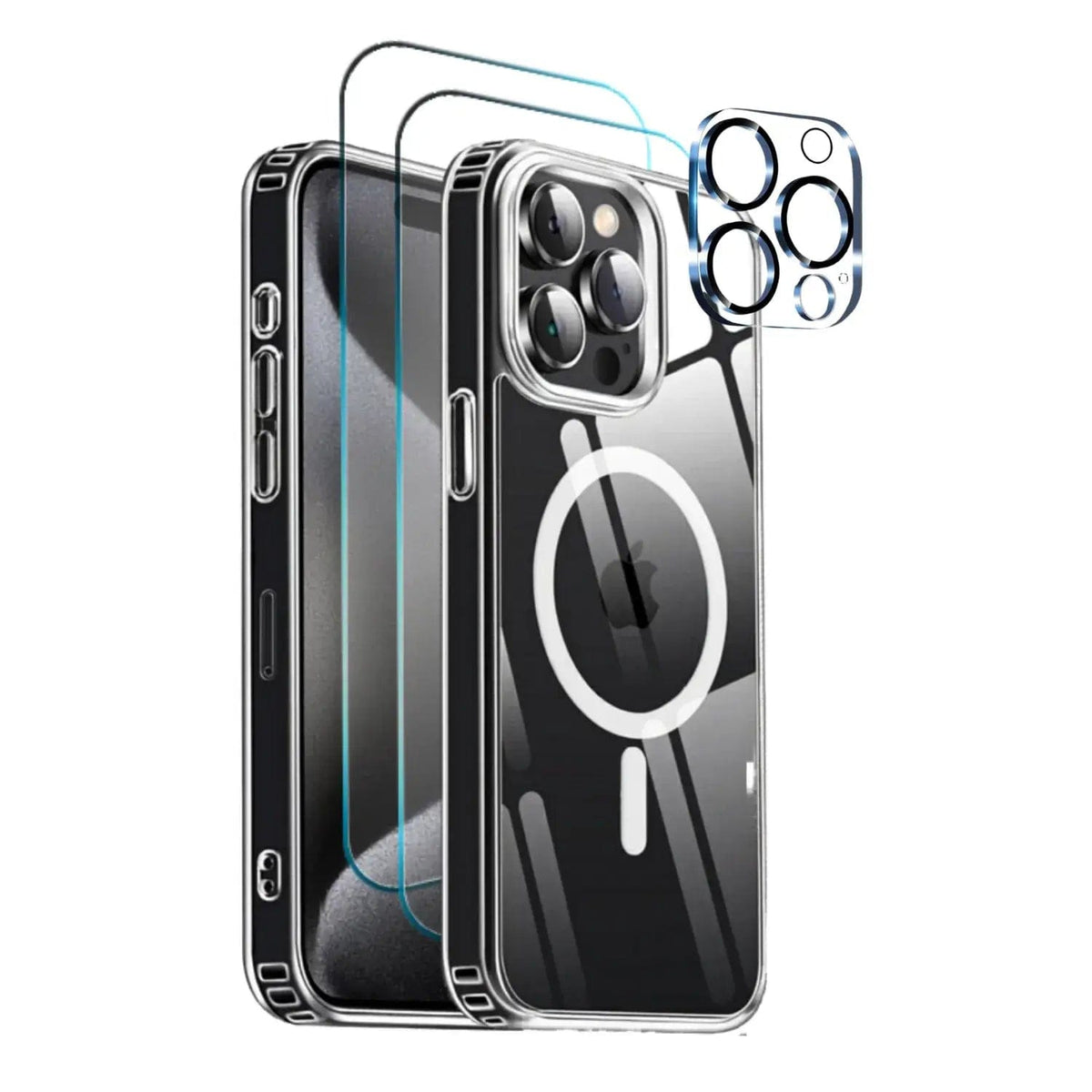 Entronix Bundle Compatible with iPhone 15 Pro Max - [Magnetic] Clear Case, 2 Clear Screen Protectors & 1 Camera Lens Protector - A-1 Thread Vault