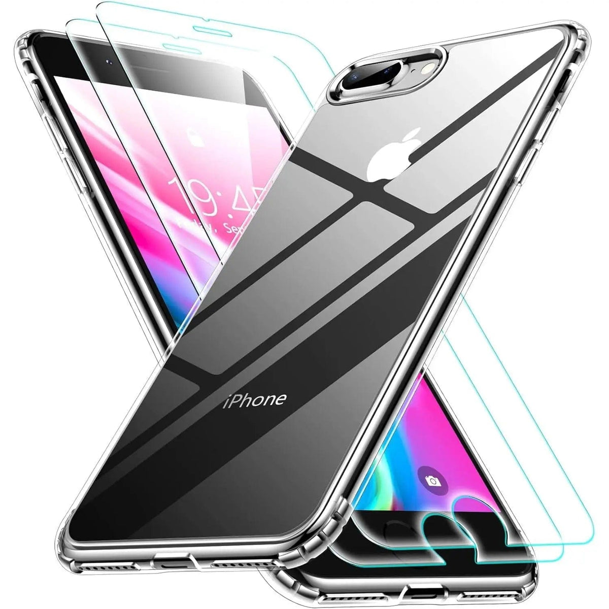 Entronix Bundle Compatible with iPhone 8 Plus/7 Plus - [Hard Back] Clear Case & 2 Clear Screen Protectors - A-1 Thread Vault
