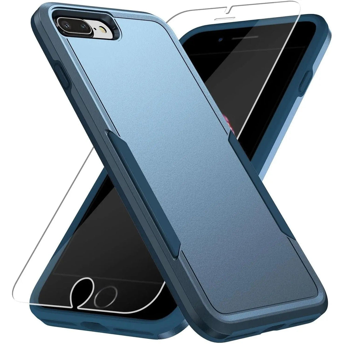 Entronix Bundle Compatible with iPhone 8 Plus/7 Plus - Soft-Touch Dual-Layer Case & 1 Clear Screen Protector - A-1 Thread Vault