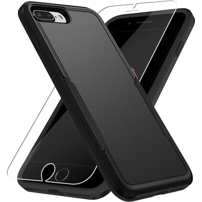 Entronix Bundle Compatible with iPhone 8 Plus/7 Plus - Soft-Touch Dual-Layer Case & 1 Clear Screen Protector - A-1 Thread Vault