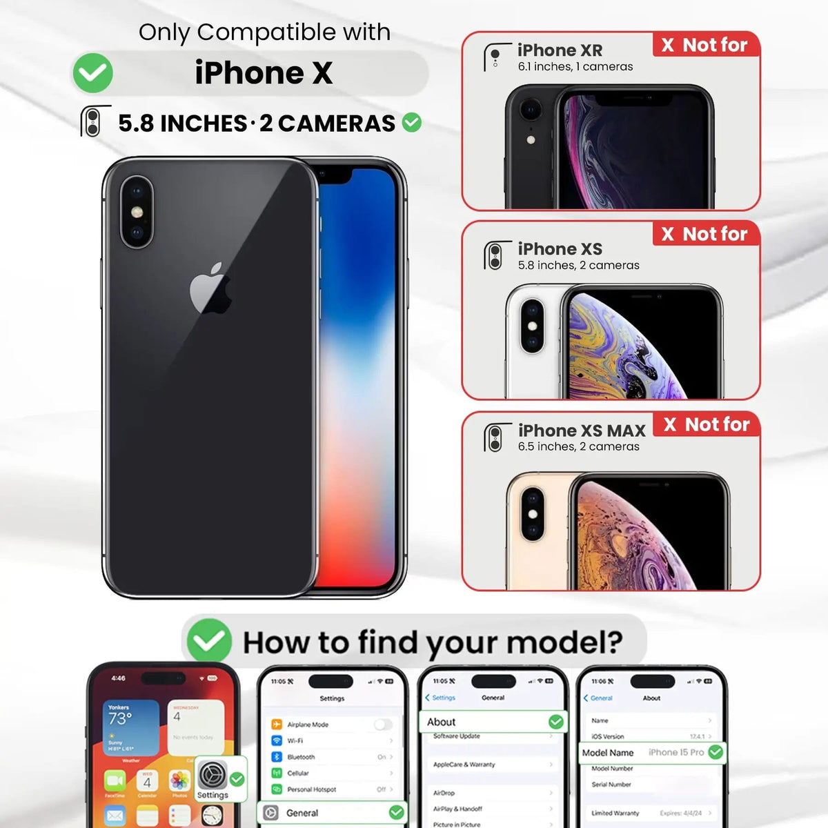 Entronix Bundle Compatible with iPhone X - [Hard Back] Clear Case & 2 Clear Screen Protectors - A-1 Thread Vault
