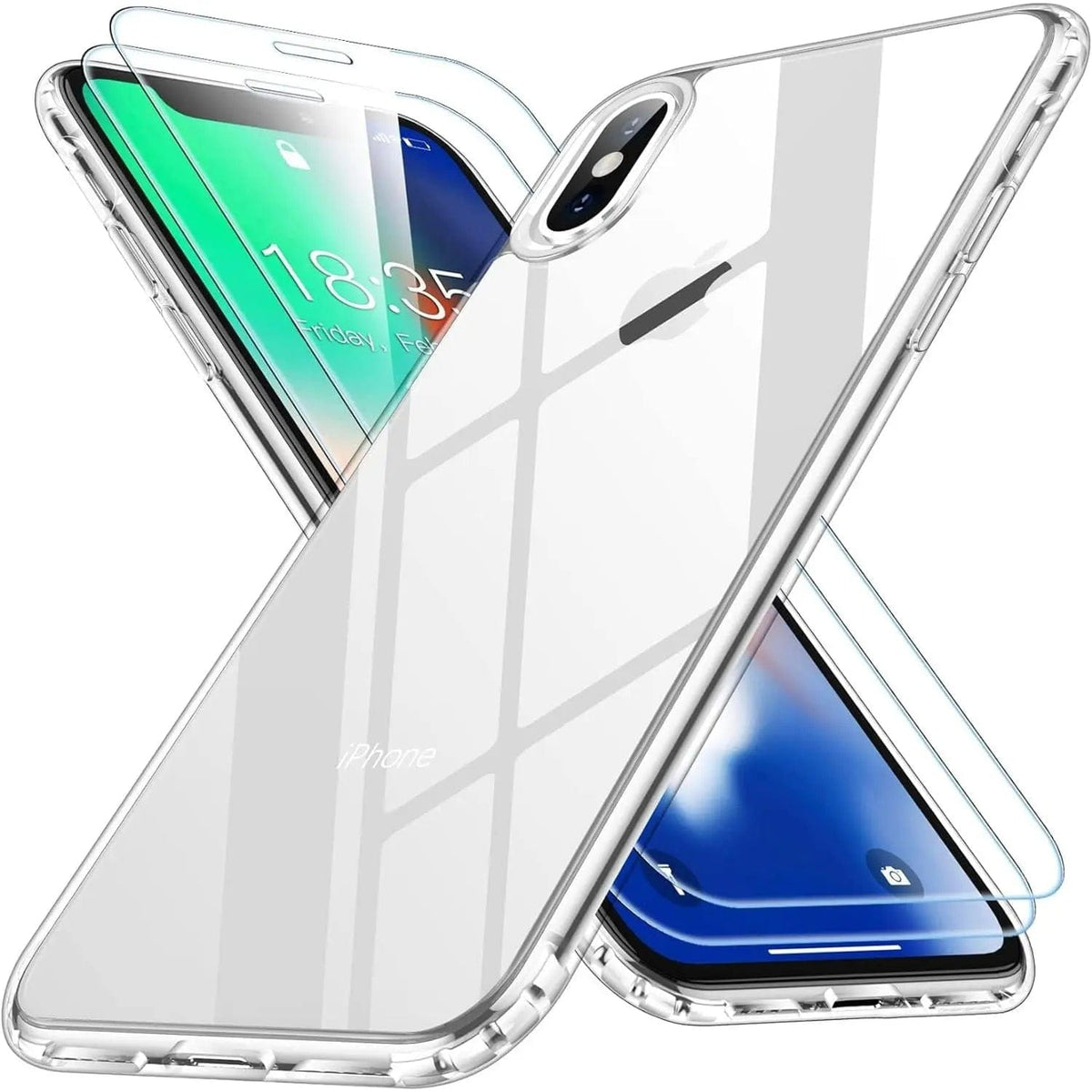 Entronix Bundle Compatible with iPhone X - [Hard Back] Clear Case & 2 Clear Screen Protectors - A-1 Thread Vault