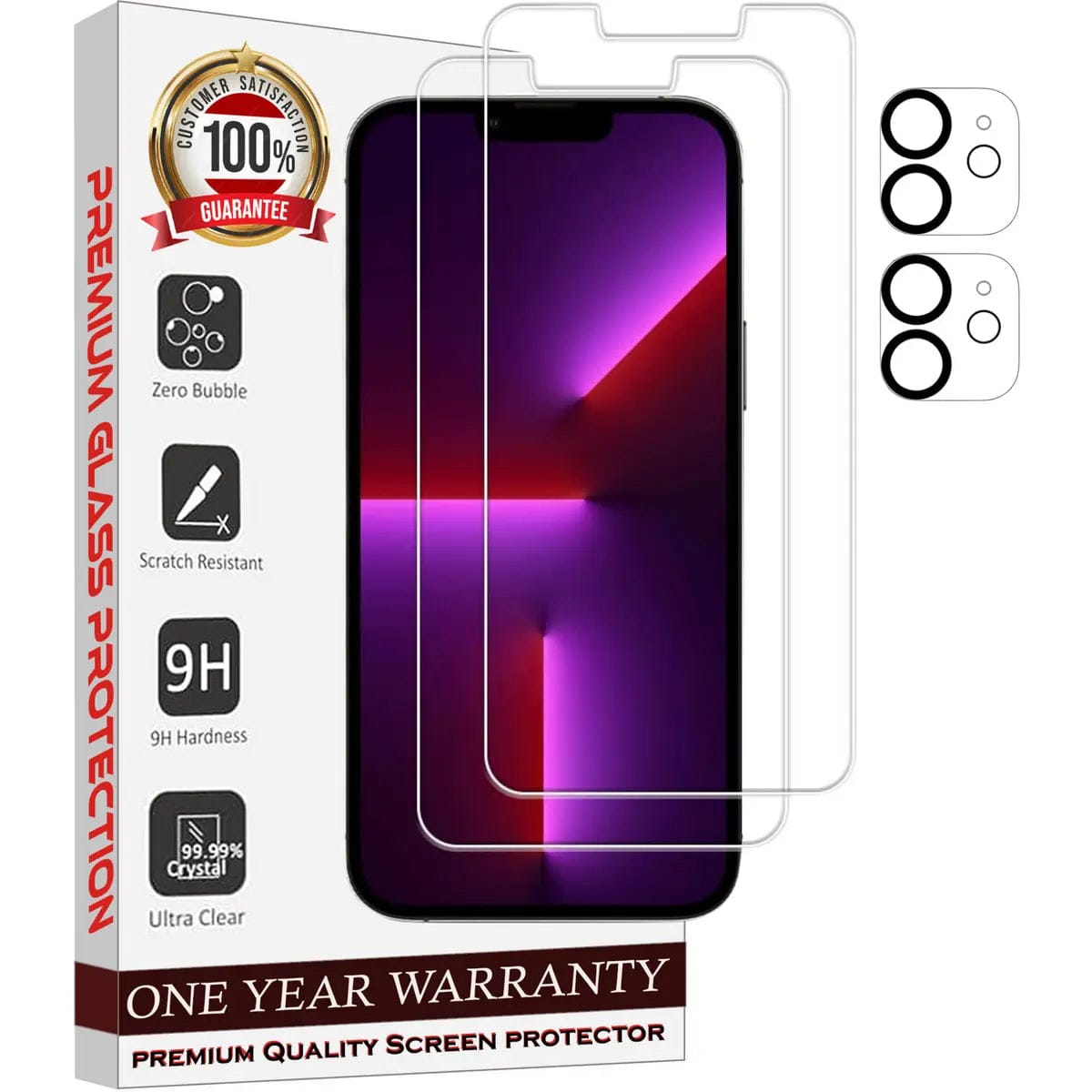 Entronix Clear Screen Protector & Camera Lens Protector Compatible with iPhone 12 - 4-Piece Combo - A-1 Thread Vault