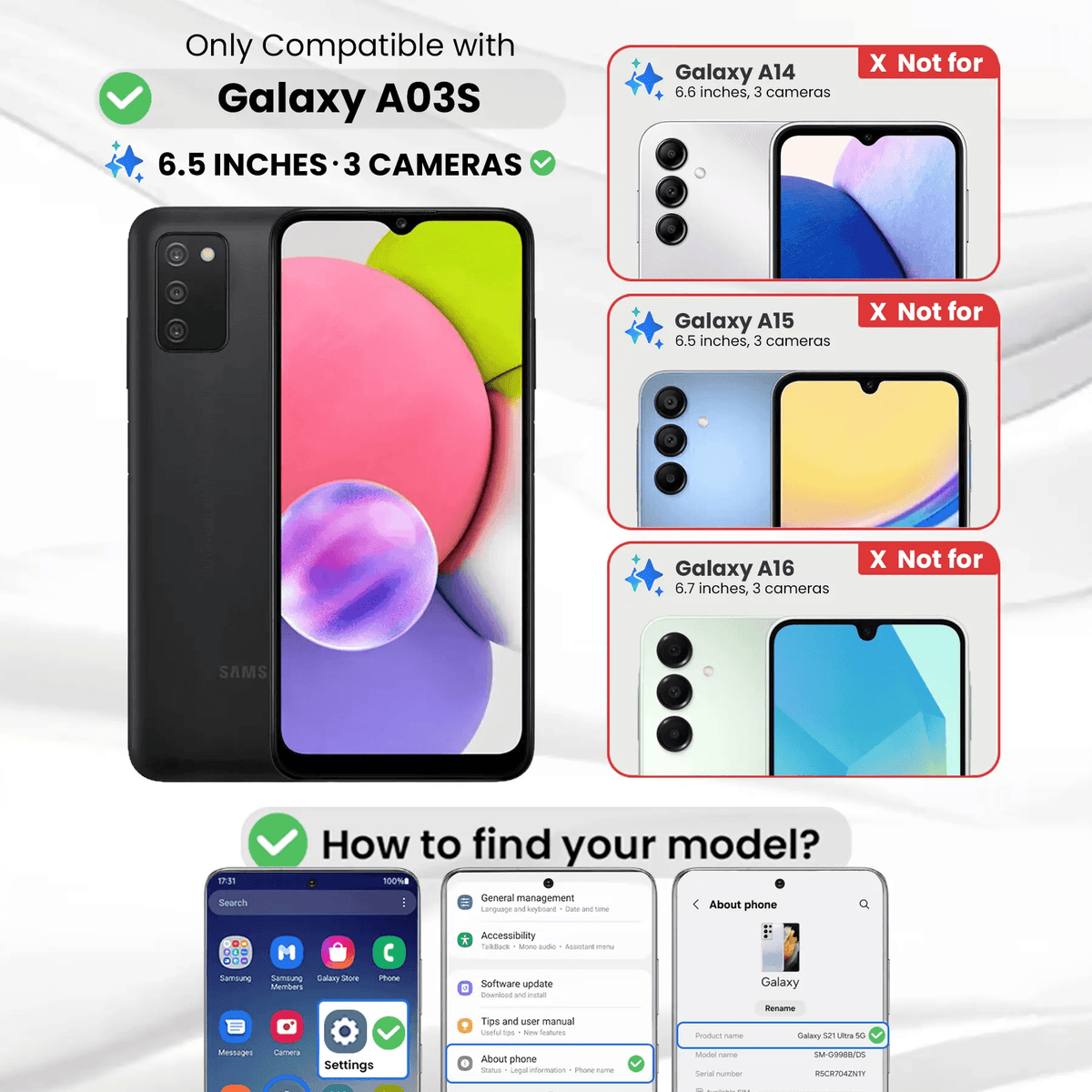 Entronix Clear Screen Protector Compatible with Galaxy A03s - 2-Piece Combo - A-1 Thread Vault