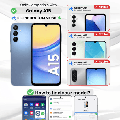 Entronix Clear Screen Protector Compatible with Galaxy A15 - 3-Piece Combo - A-1 Thread Vault
