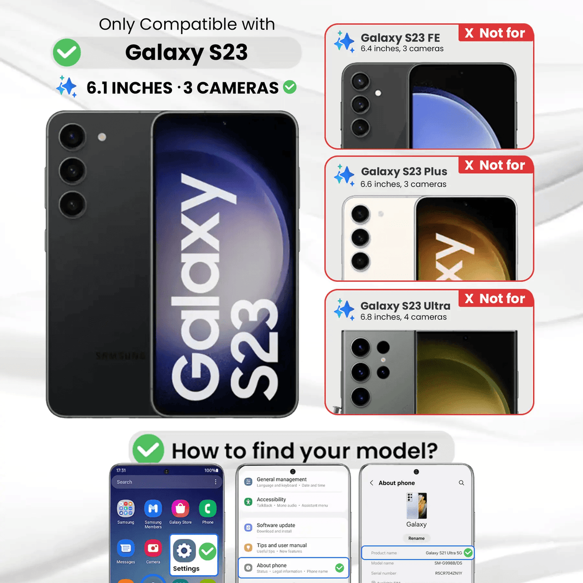 Entronix Clear Screen Protector Compatible with Galaxy S23 - 2-Piece Combo - A-1 Thread Vault