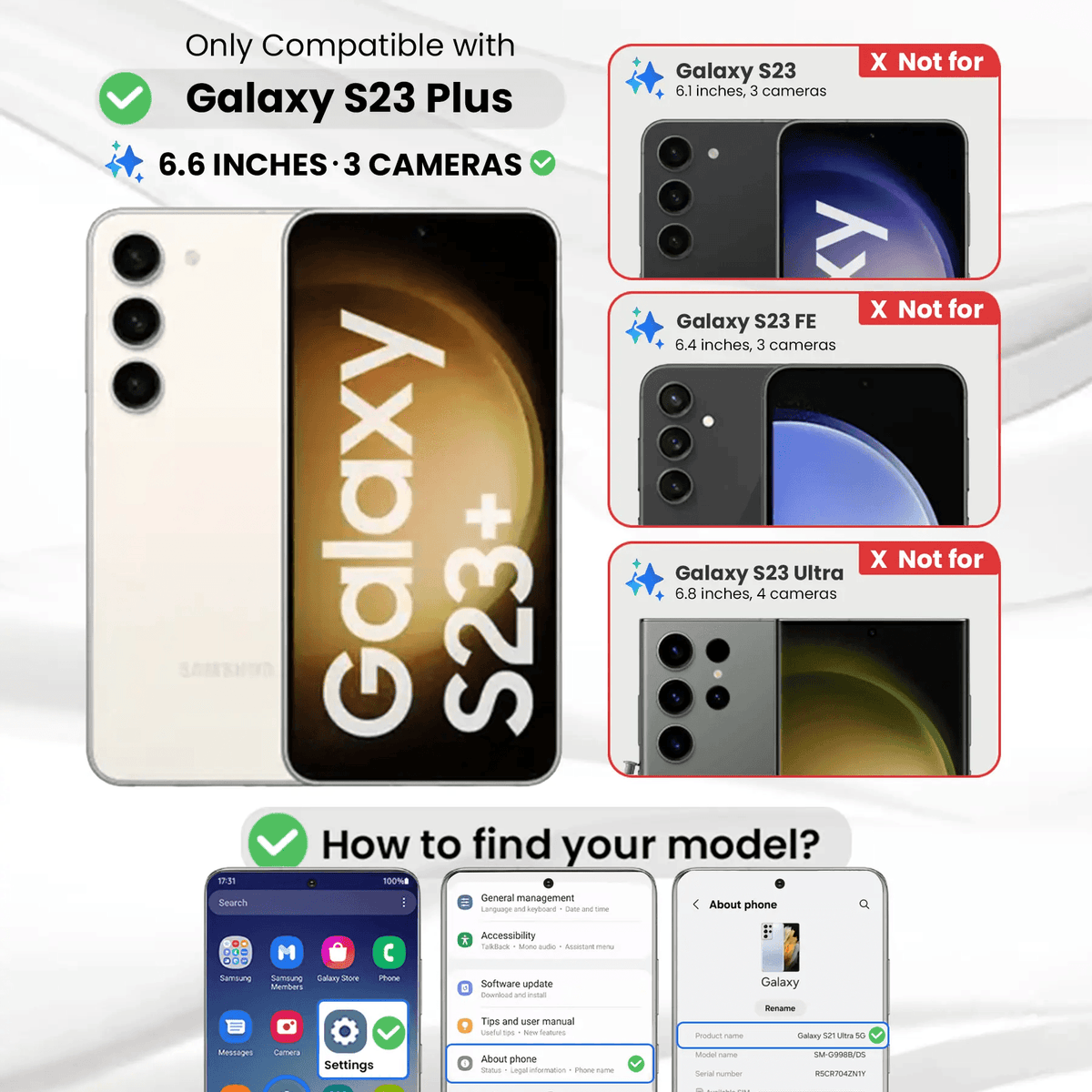 Entronix Clear Screen Protector Compatible with Galaxy S23 Plus - 2-Piece Combo - A-1 Thread Vault