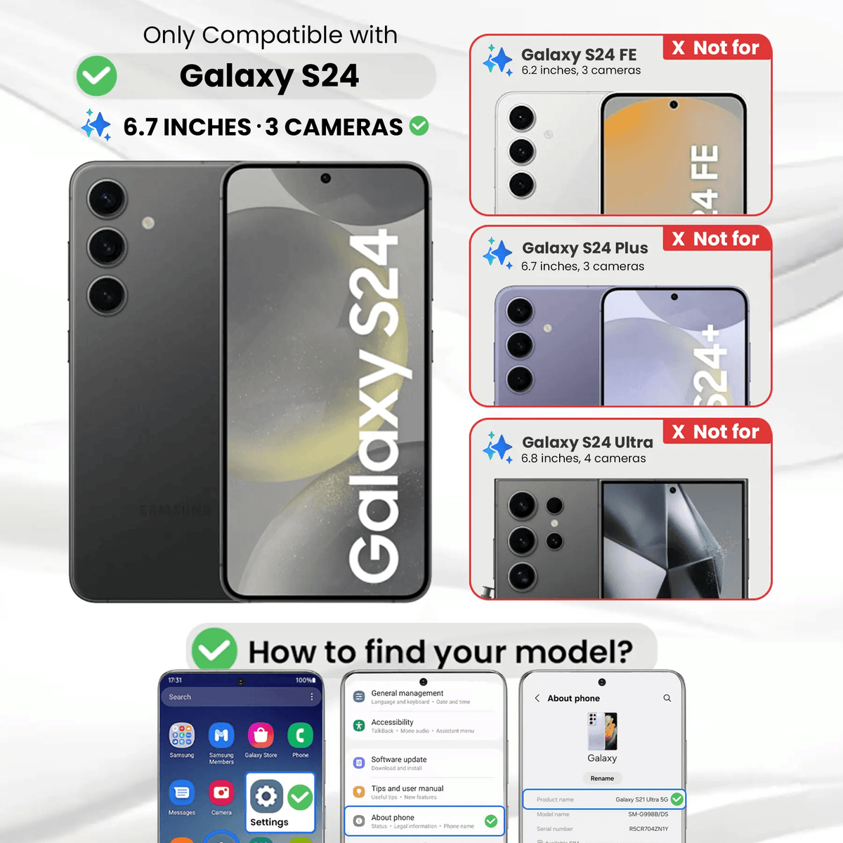 Entronix Clear Screen Protector Compatible with Galaxy S24 - 2-Piece Combo - A-1 Thread Vault