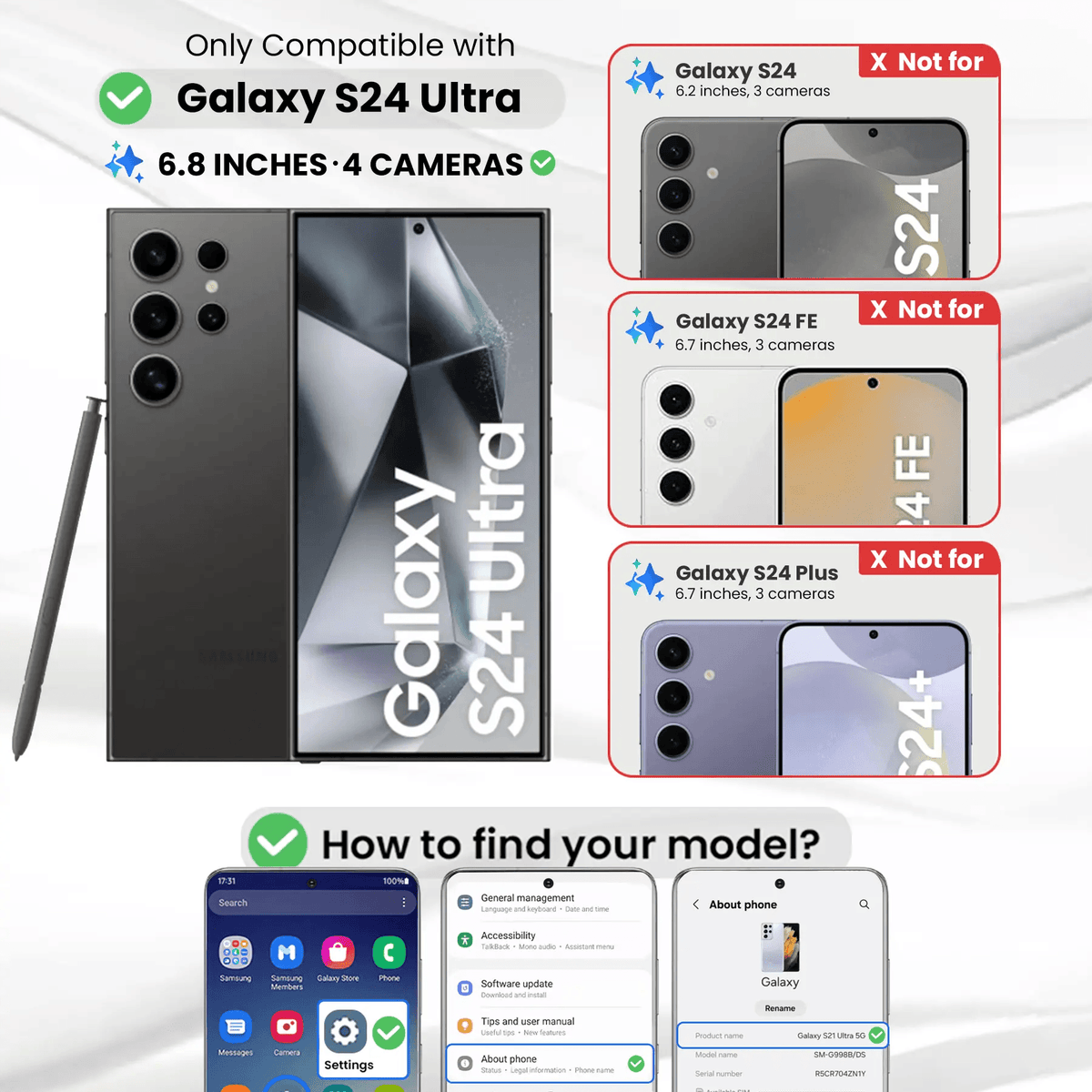 Entronix Clear Screen Protector Compatible with Galaxy S24 Ultra - 2-Piece Combo - A-1 Thread Vault
