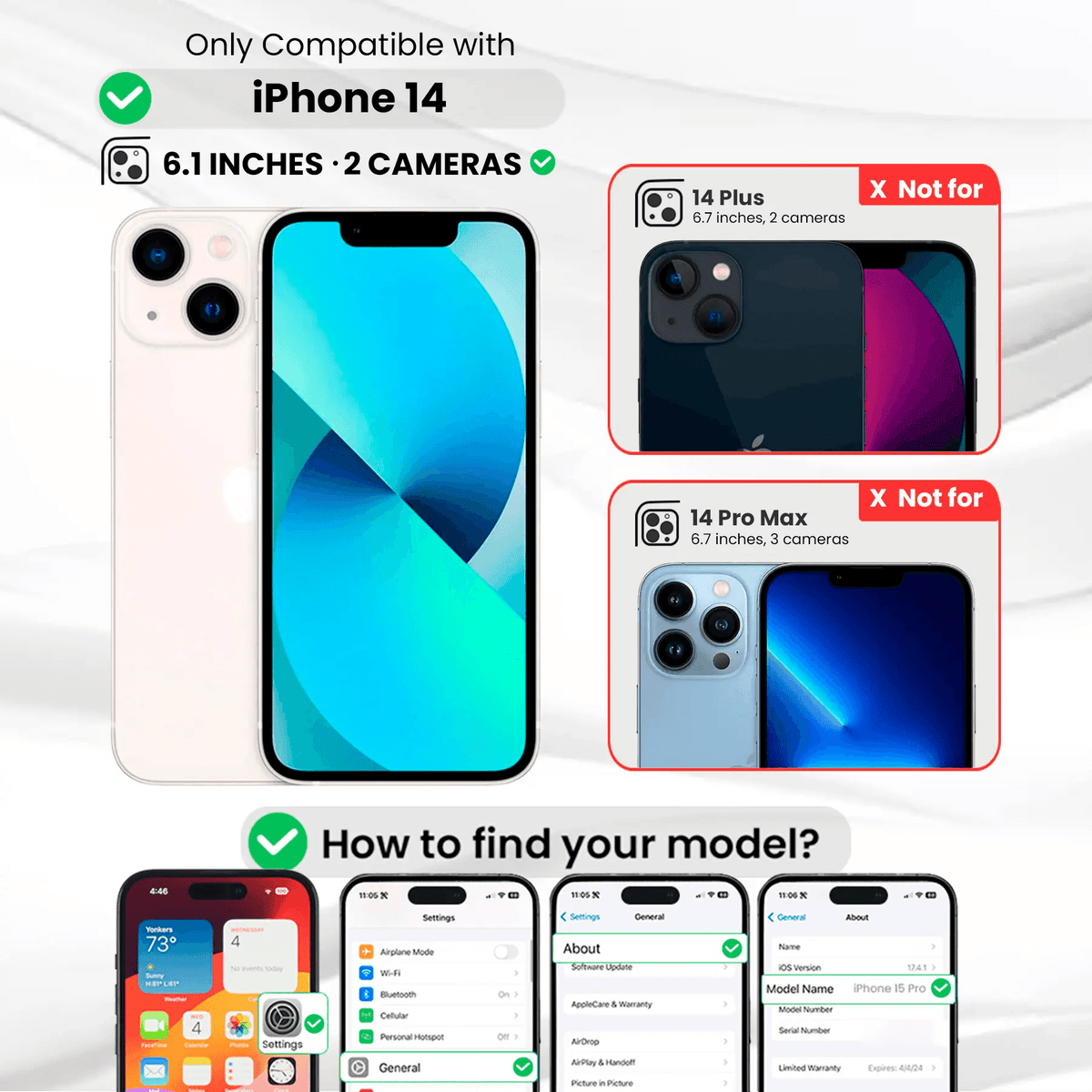 Entronix Clear Screen Protector Compatible with iPhone 14 - 2-Piece Combo - A-1 Thread Vault