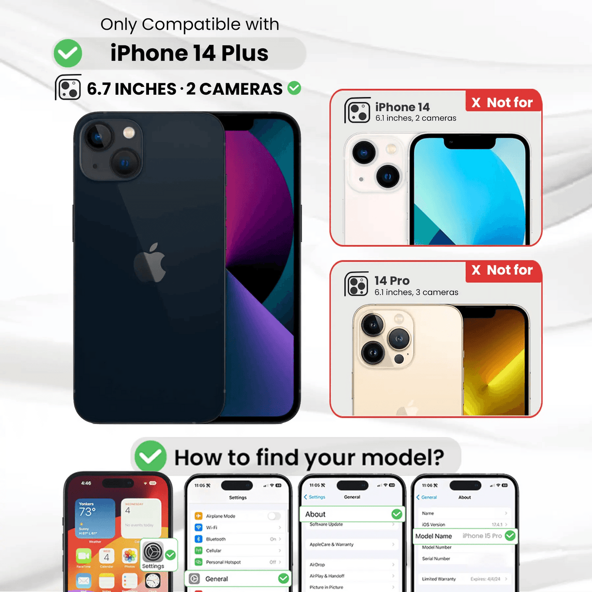 Entronix Clear Screen Protector Compatible with iPhone 14 Plus - 2-Piece Combo - A-1 Thread Vault