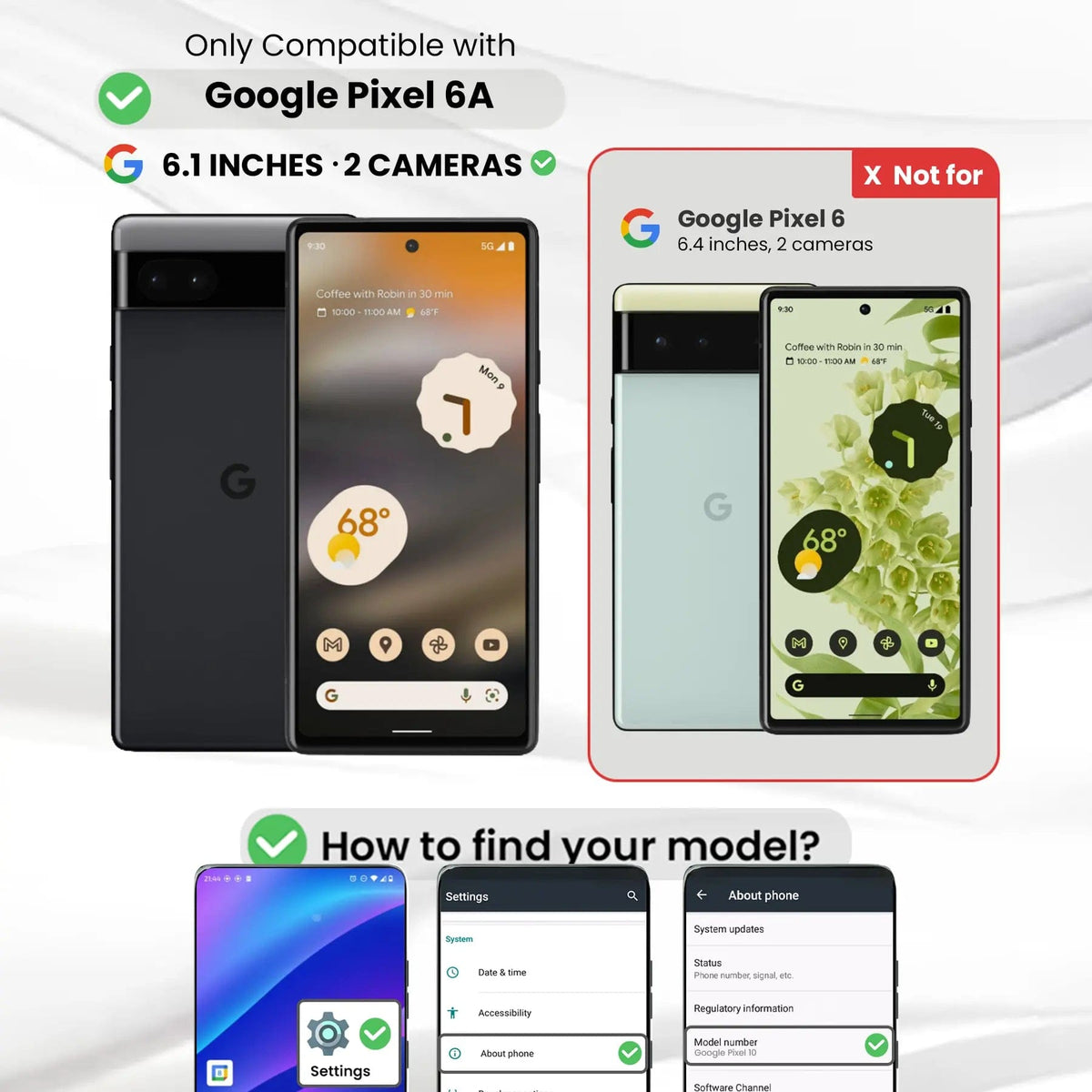 Entronix Clear Screen Protector Compatible with Pixel 6a - 3-Piece Combo - A-1 Thread Vault