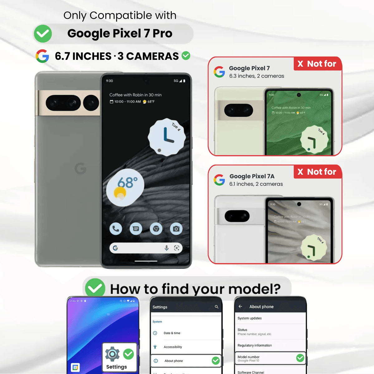 Entronix Clear Screen Protector Compatible with Pixel 7 Pro - 2-Piece Combo - A-1 Thread Vault