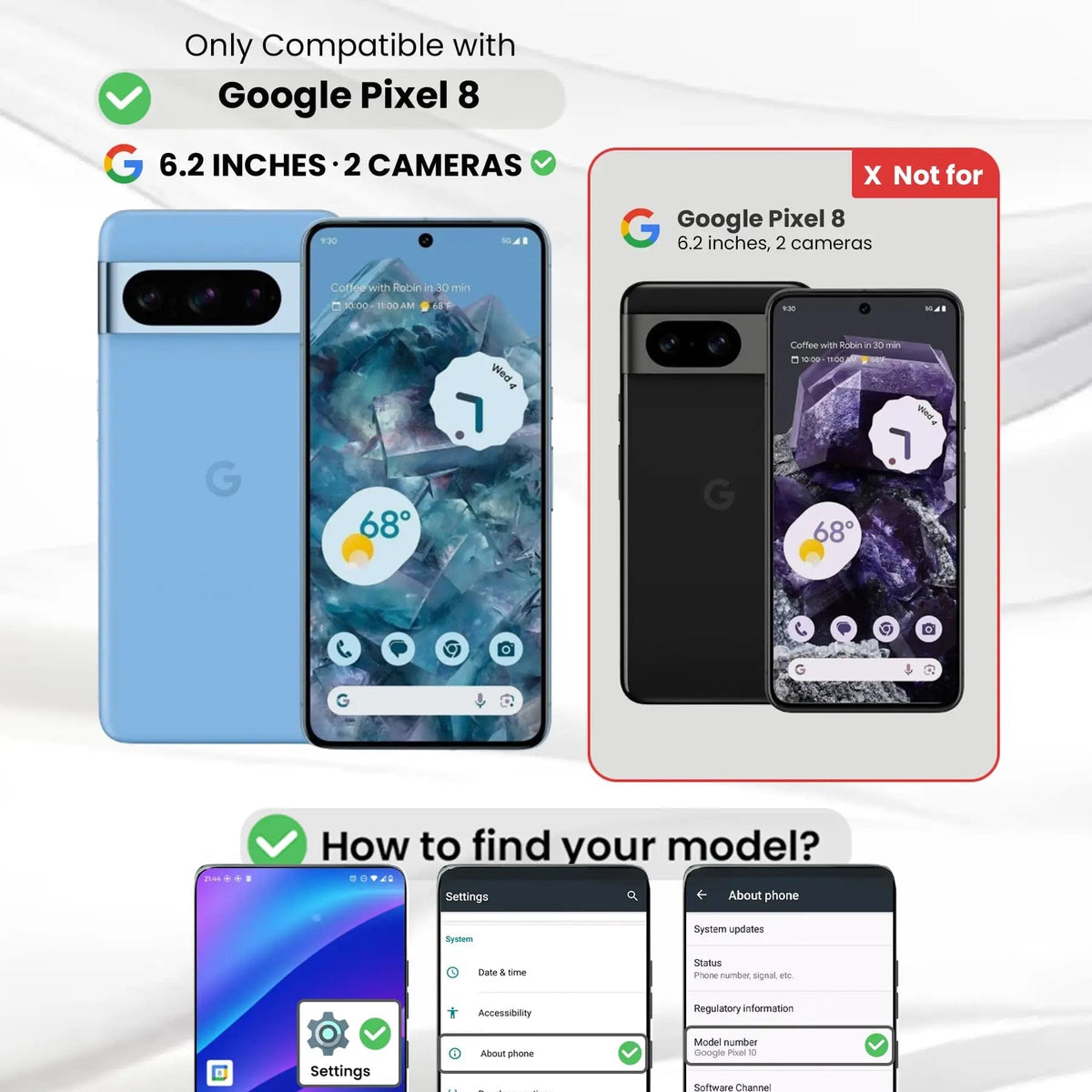 Entronix Clear Screen Protector Compatible with Pixel 8 - 2-Piece Combo - A-1 Thread Vault