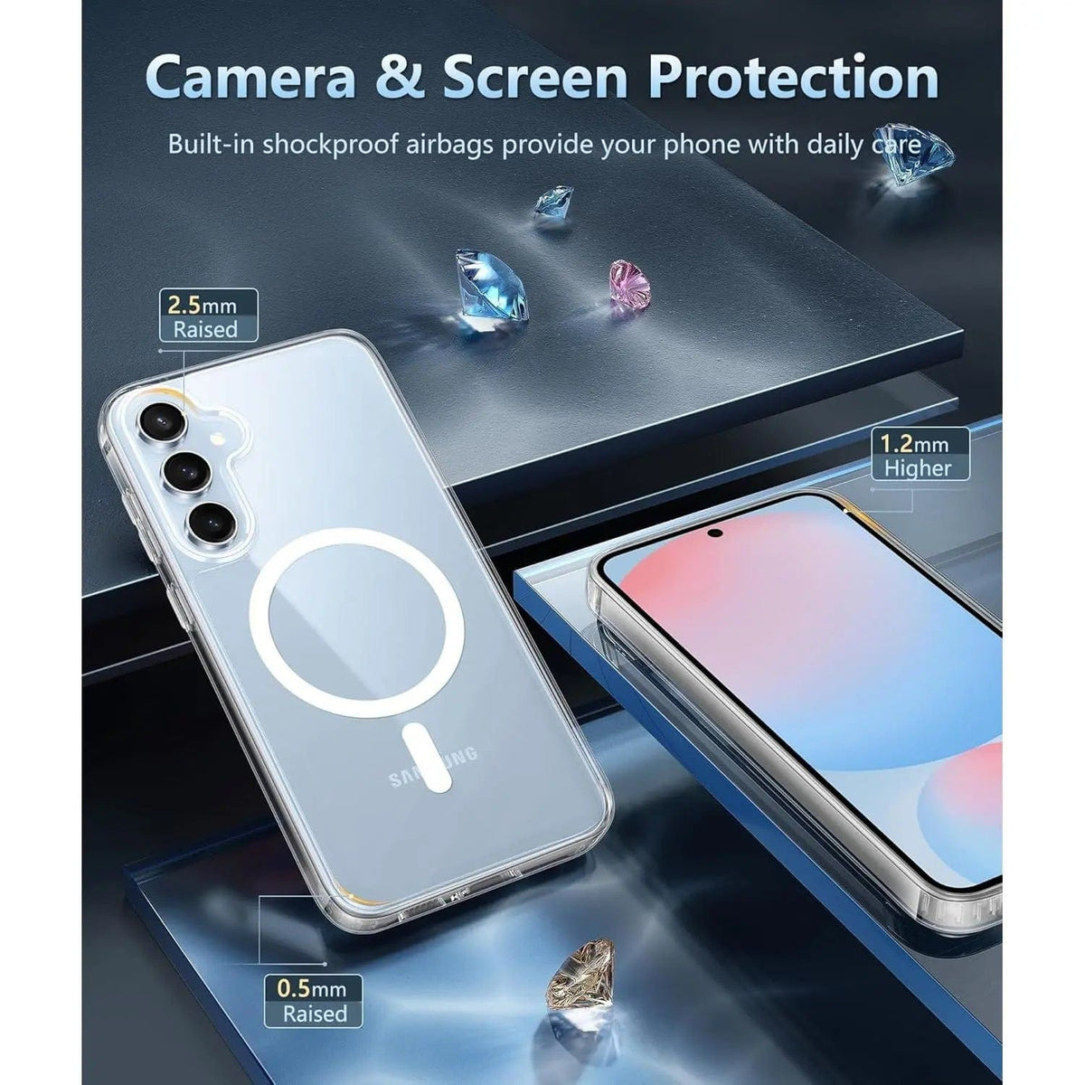 Entronix [Magnetic] Case Compatible with Galaxy S24 Ultra - [Hard Back] Slim Clear - A-1 Thread Vault