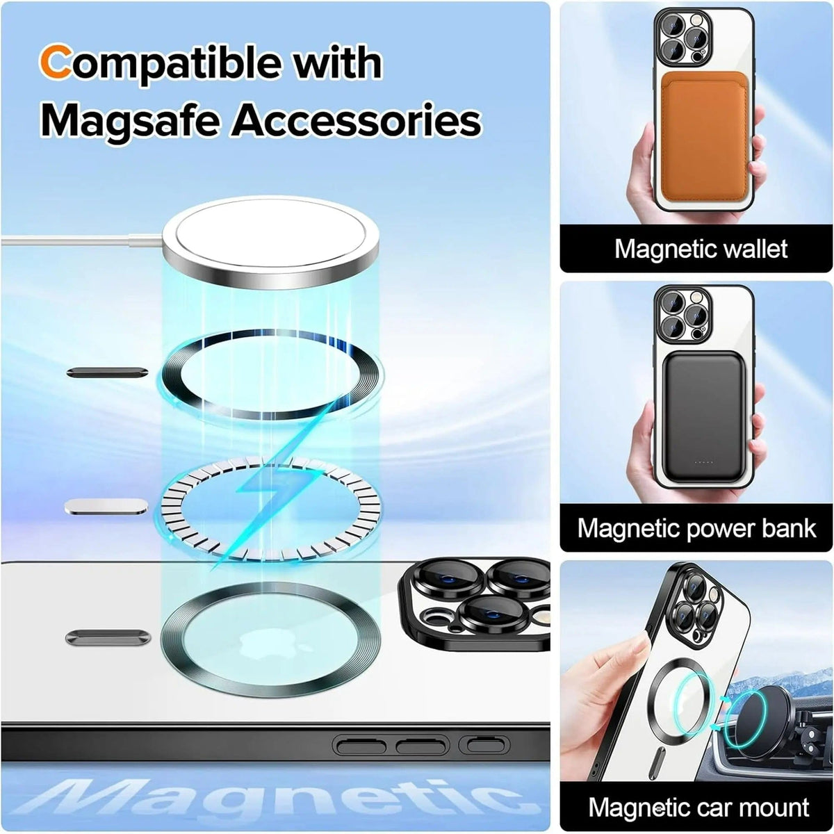 Entronix [Magnetic] Case Compatible with iPhone 14 - [Clear Back] Luxury Glossy Cover - A-1 Thread Vault