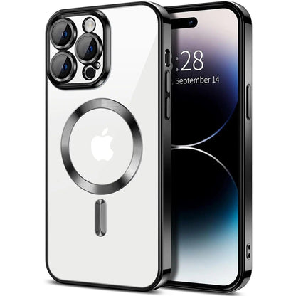 Entronix [Magnetic] Case Compatible with iPhone 14 Pro - [Clear Back] Luxury Glossy Cover - A-1 Thread Vault