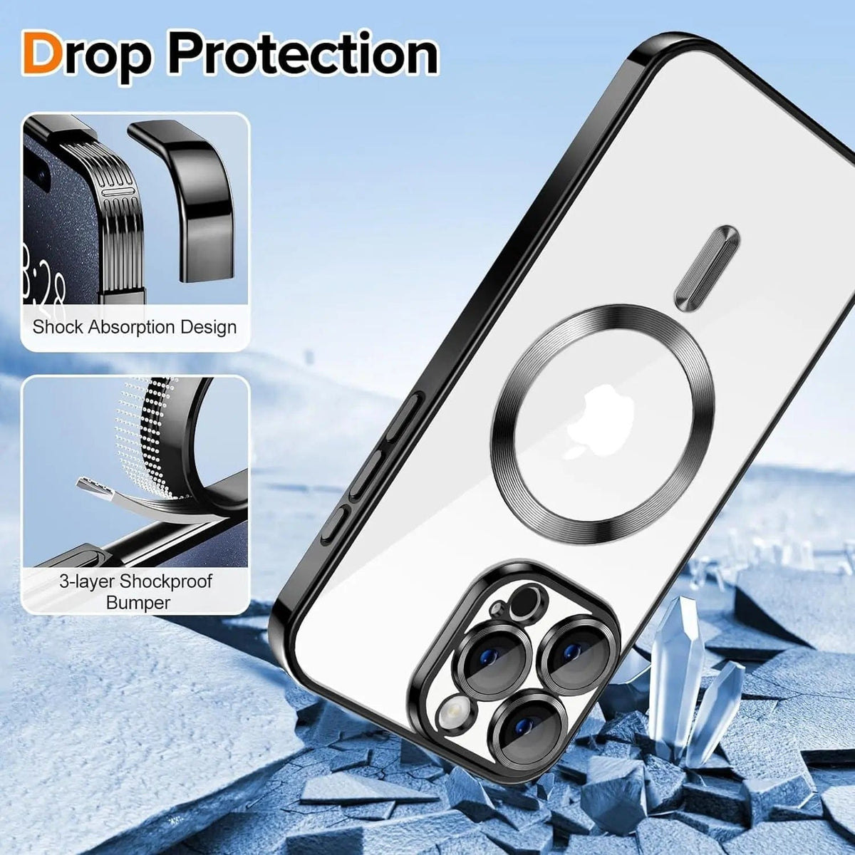 Entronix [Magnetic] Case Compatible with iPhone 15 - [Clear Back] Luxury Glossy Cover - A-1 Thread Vault