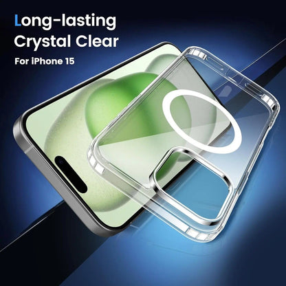 Entronix [Magnetic] Case Compatible with iPhone 15 - [Hard Back] Slim Clear - A-1 Thread Vault