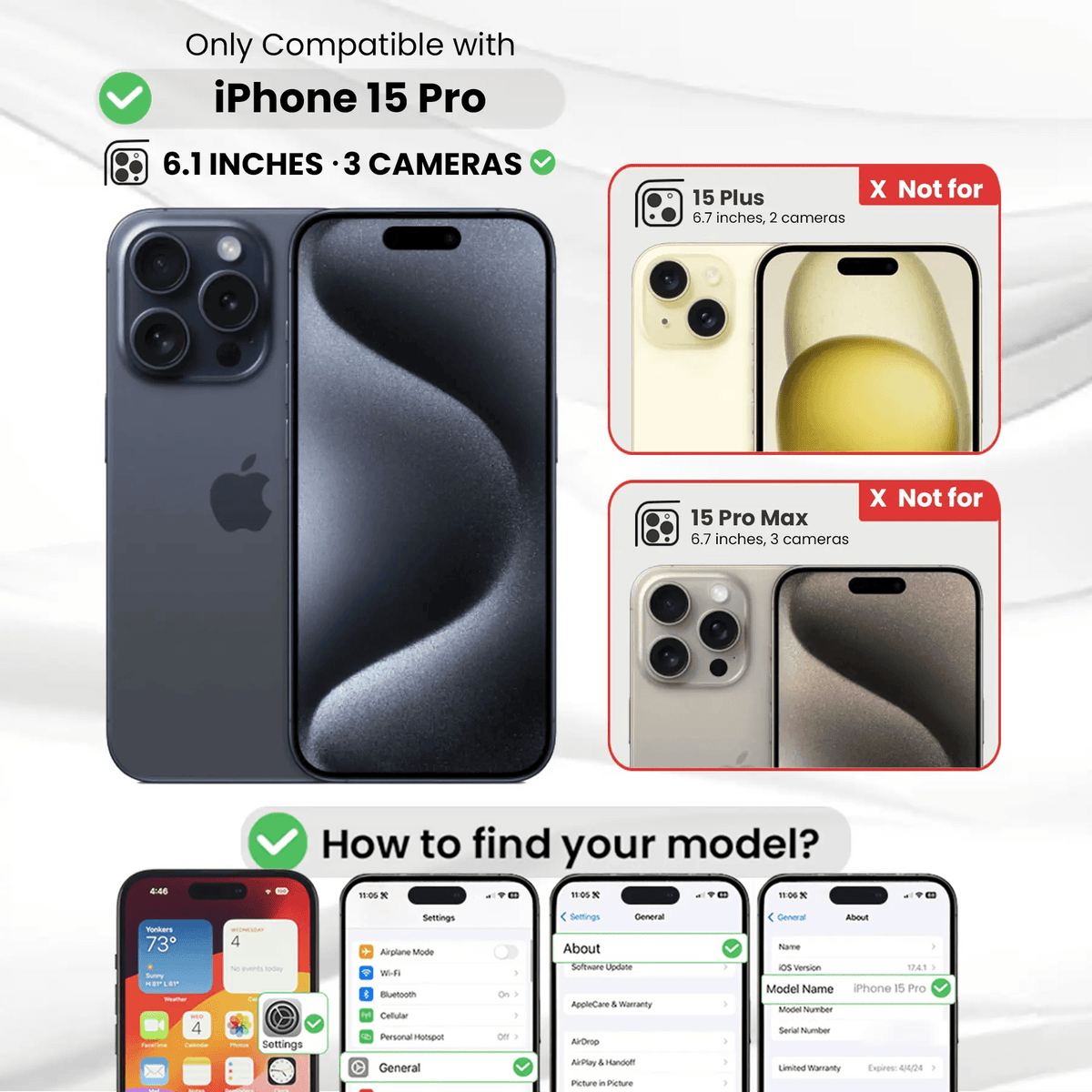 Entronix [Magnetic] Case Compatible with iPhone 15 Pro - [Hard Back] Slim Clear - A-1 Thread Vault