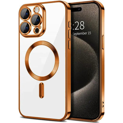 Entronix [Magnetic] Case Compatible with iPhone 15 Pro Max - [Clear Back] Luxury Glossy Cover - A-1 Thread Vault