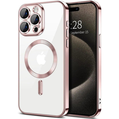 Entronix [Magnetic] Case Compatible with iPhone 15 Pro Max - [Clear Back] Luxury Glossy Cover - A-1 Thread Vault