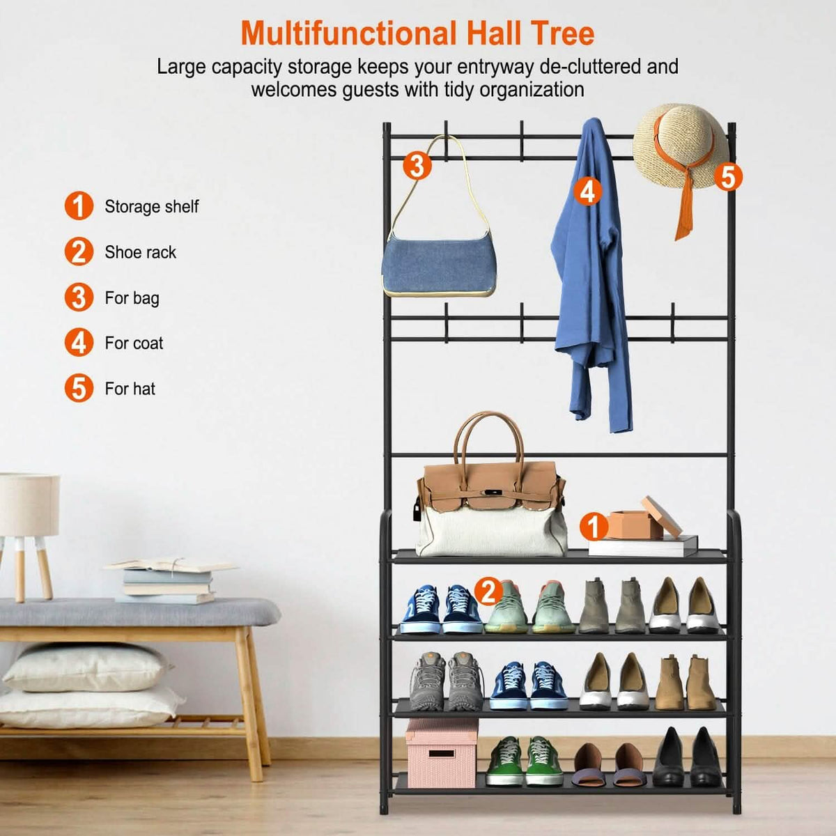 Entryway Coat Hat Rack Shoe Storage Shelf - A-1 Thread Vault