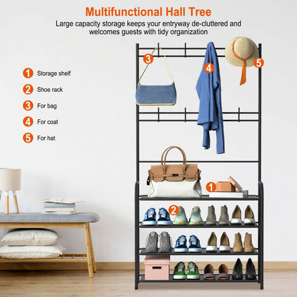 Entryway Coat Hat Rack Shoe Storage Shelf - A-1 Thread Vault