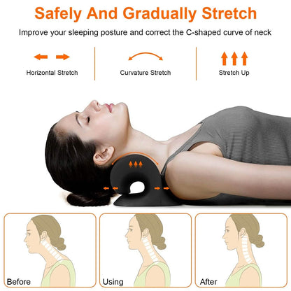Ergonomic Heated Neck Stretcher Cervical Traction Therapy Pillow with Graphene Heating Pad - A-1 Thread Vault