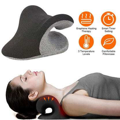 Ergonomic Heated Neck Stretcher Cervical Traction Therapy Pillow with Graphene Heating Pad - A-1 Thread Vault