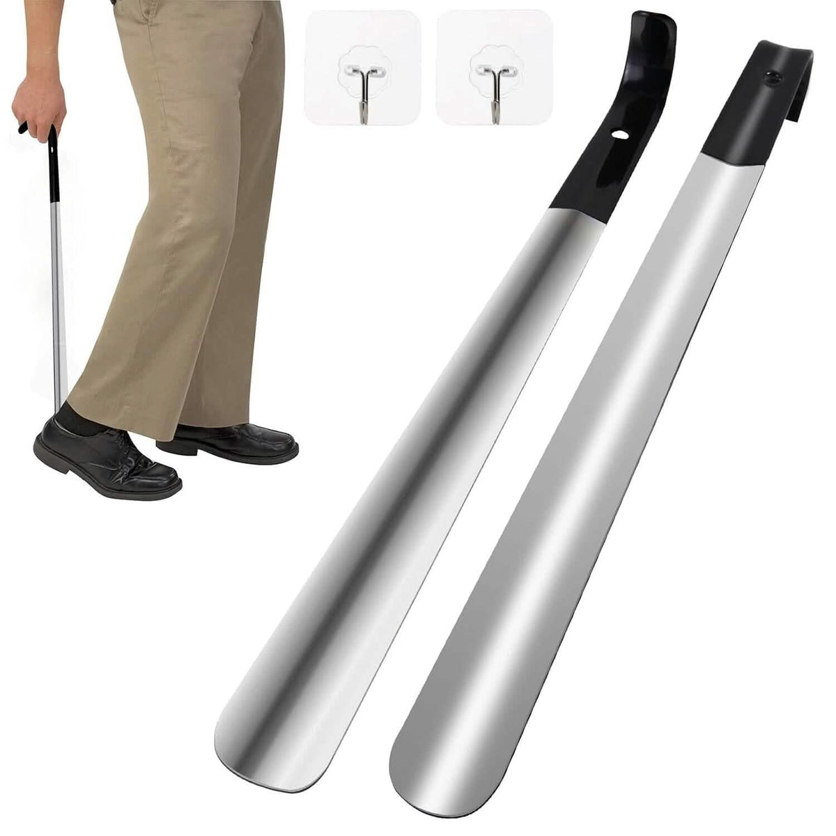 Ergonomic Stainless Steel Easy Grip Long Handle Shoe Horn - A-1 Thread Vault