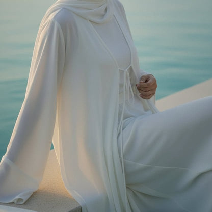 Essential Zoom Open Front Abaya with Tie Closure & Pockets (MOA309) - A-1 Thread Vault