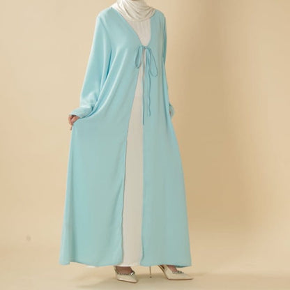 Essential Zoom Open Front Abaya with Tie Closure & Pockets (MOA309) - A-1 Thread Vault