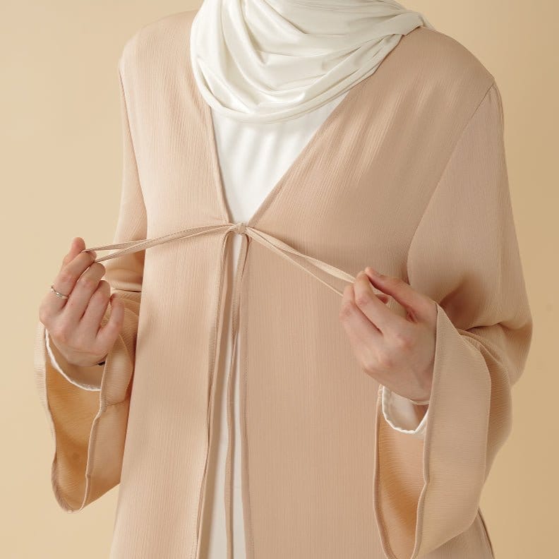 Essential Zoom Open Front Abaya with Tie Closure & Pockets (MOA309) - A-1 Thread Vault